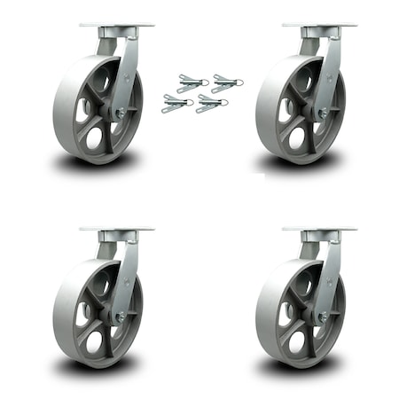 Service Caster 10 Inch Heavy Duty Semi Steel Cast Iron Caster Set with Swivel Locks, 4PK SCC-KP92S1030-SSR-BSL-4